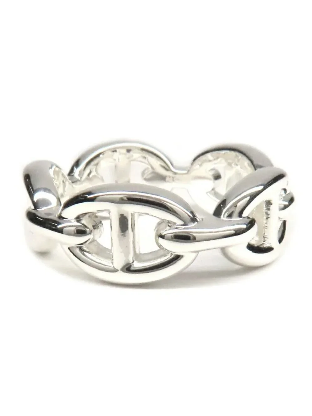 Hermes Ring Chaine D'ancre Enchainee PM 53 Silver